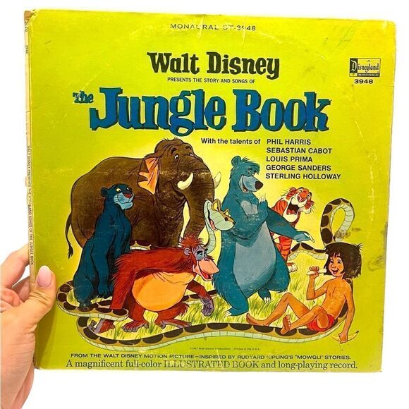 VINTAGE RARE WALT DISNEY THE JUNGLE BOOK LP RECORD & ILLUSTRATED BOOK 1967 - Picture 1 of 8